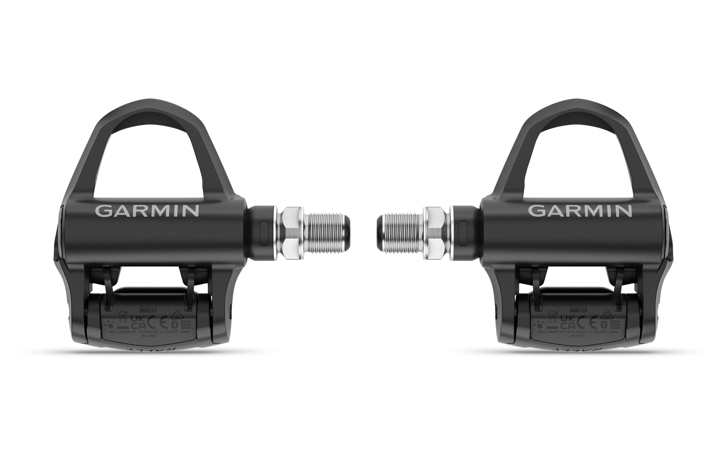 Garmin Rally RK210 dual-sensing power meter pedals, black pair with Garmin branding