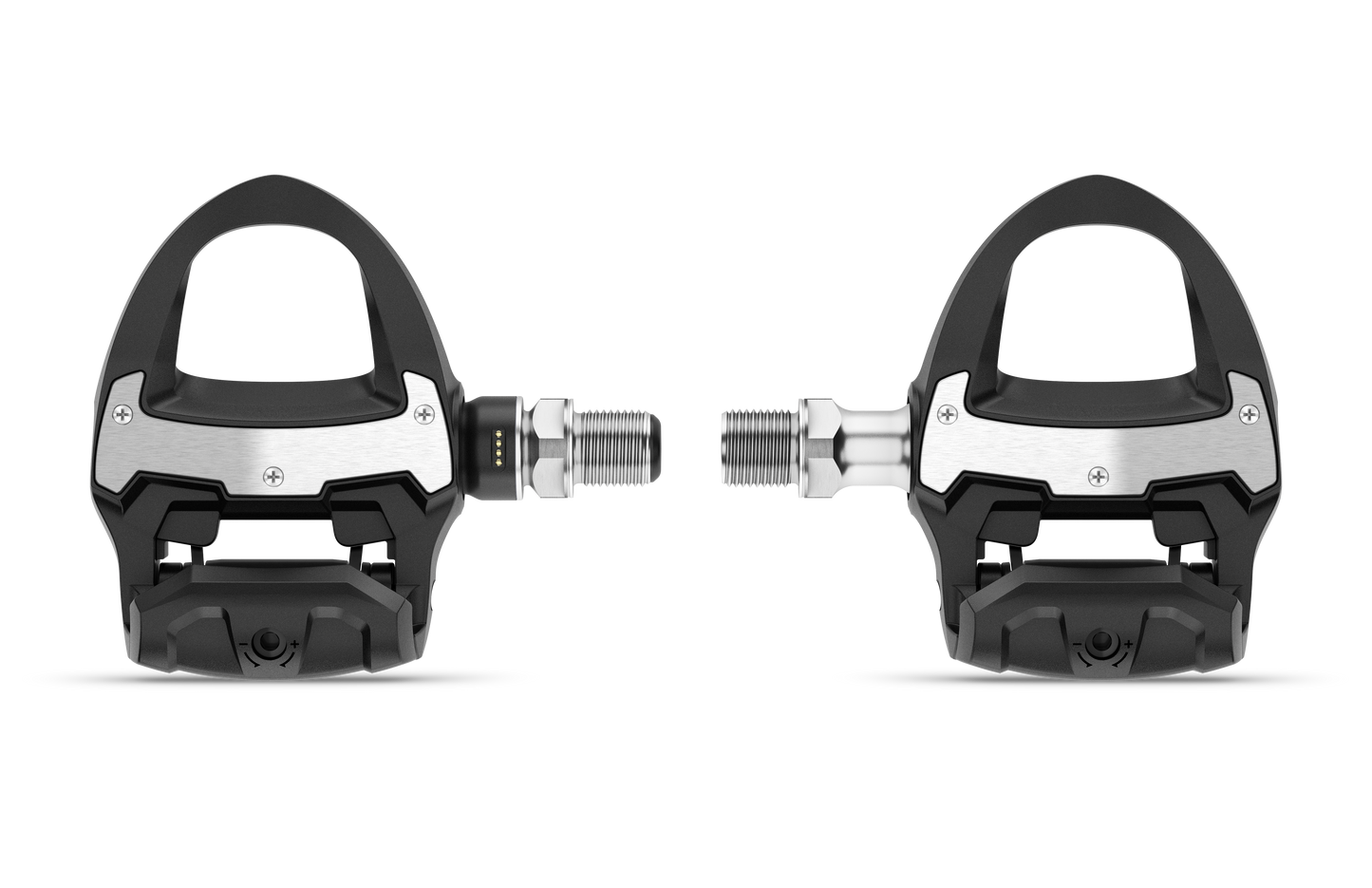 Garmin Rally RS110 single-sensing power meter pedal pair, black with silver bodies