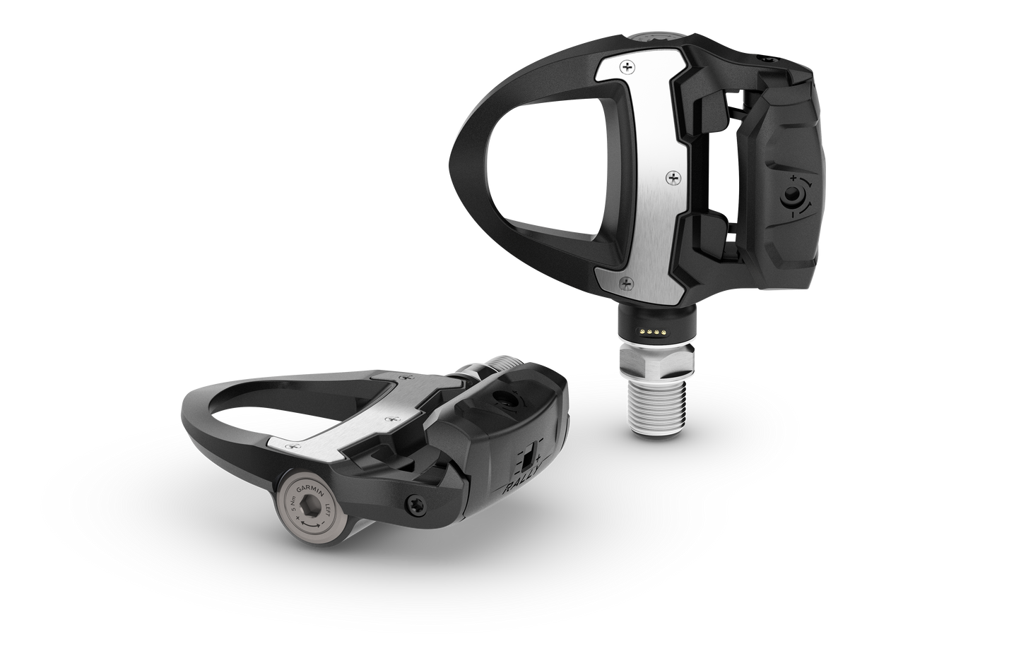 Garmin Rally RS210 dual-sensing power meter pedals pair, black with silver metal plates