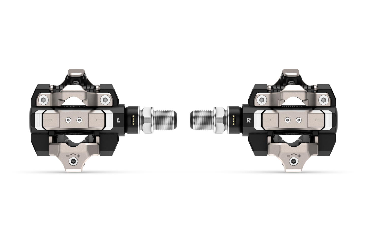 Garmin Rally XC210 dual-sensing power meter pedals, silver and black, pair