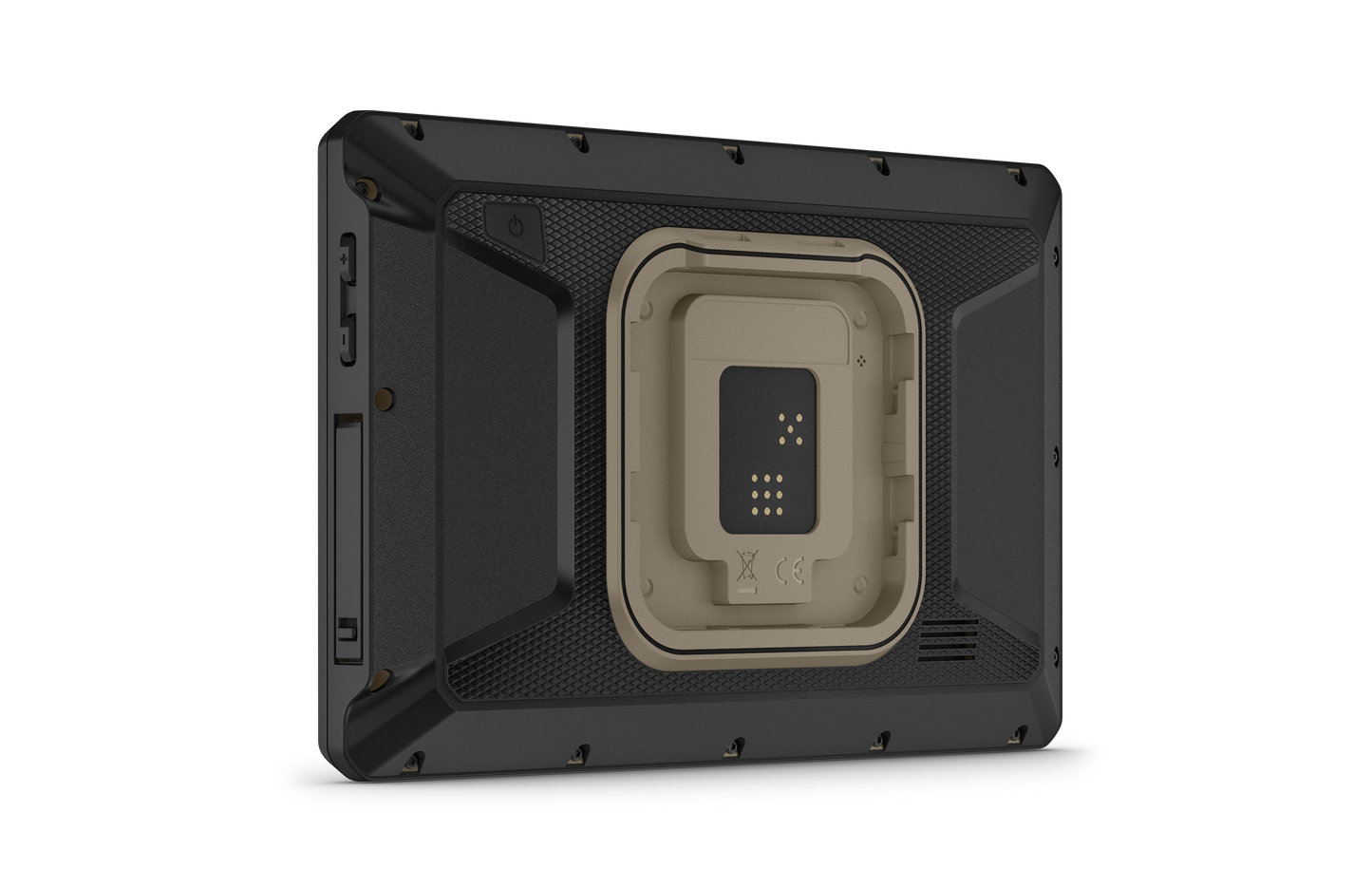 Garmin Tread 2 SxS Edition 8-inch rugged powersport GPS rear view with tan mounting bay