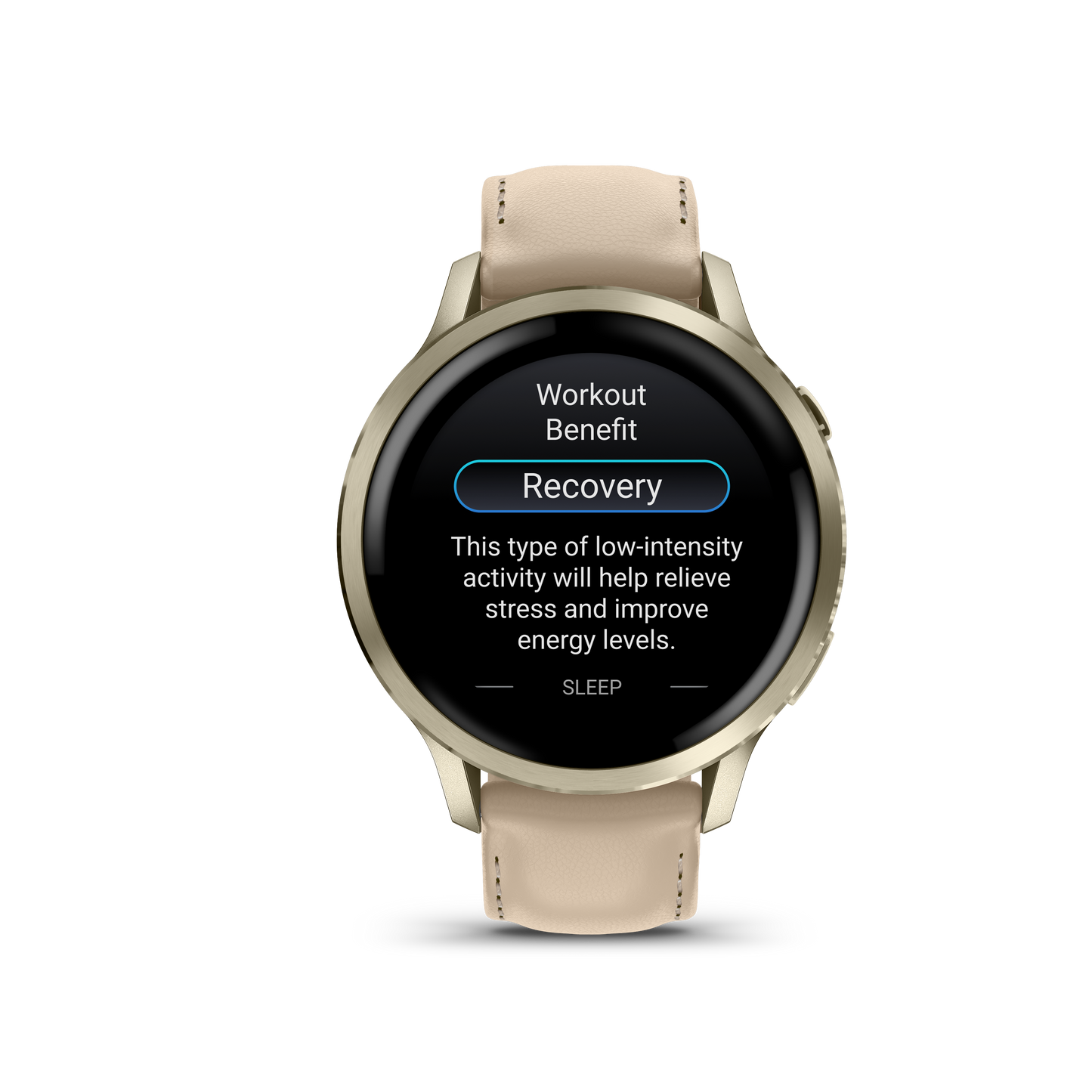 Garmin Venu 4 smartwatch, 41mm Lunar Gold case with bone silicone band and light sand leather band (010-03013-03)
