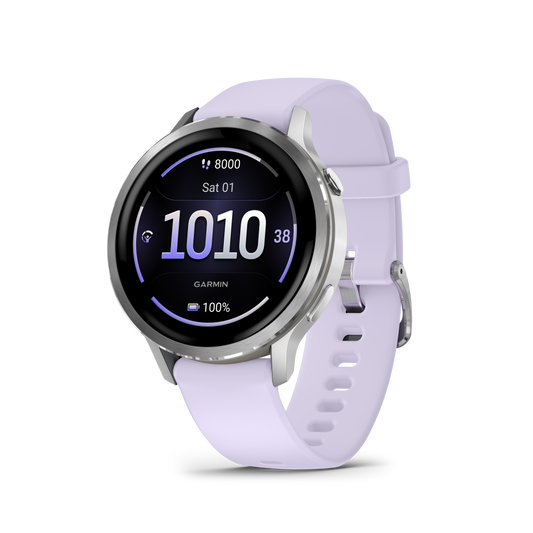 Garmin Venu 4, 41mm, Silver with Periwinkle Silicone Band (010-03013-01) by Garmin