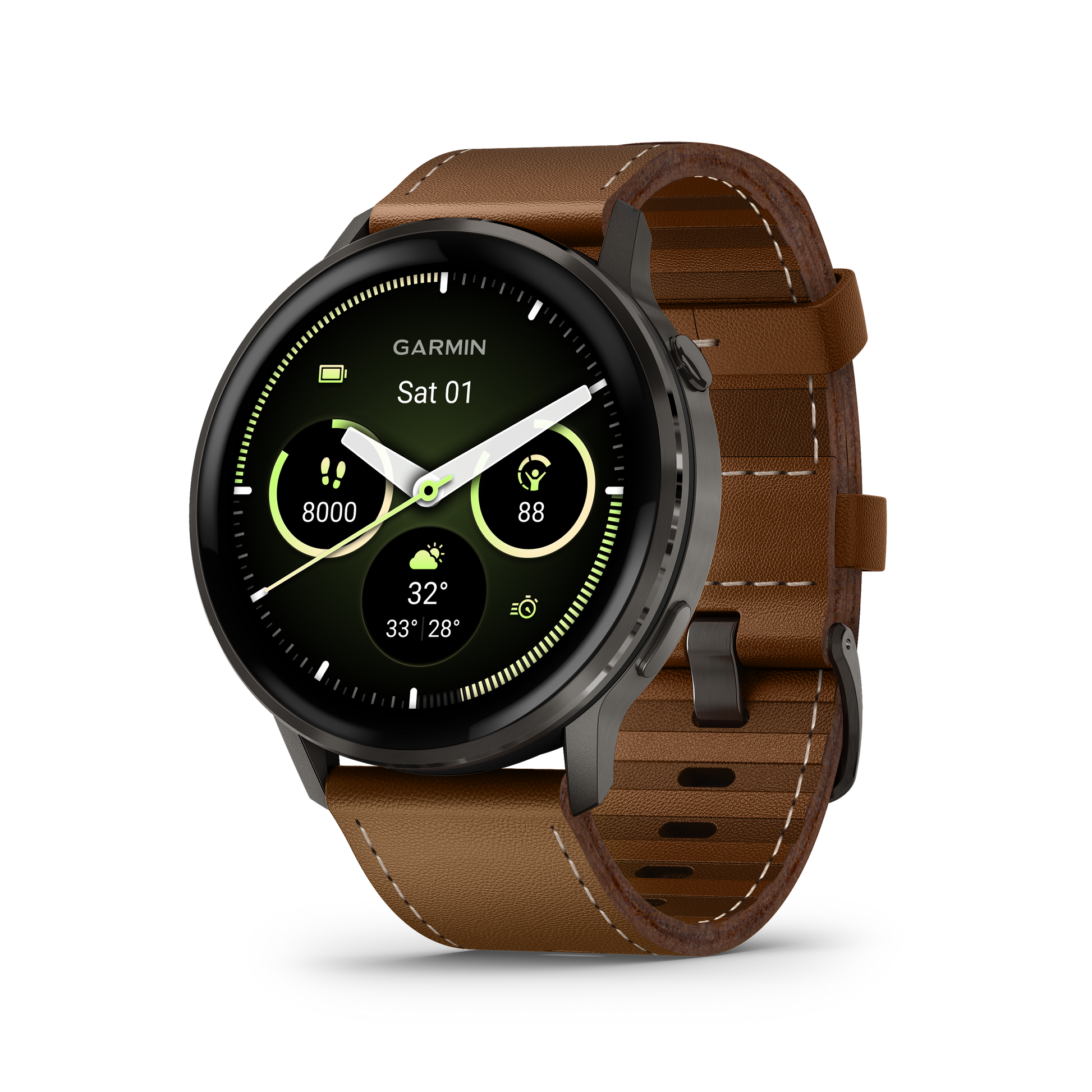 Garmin Venu 4, 45mm, Slate with Black Silicone Band and Brown Leather Band (010-03014-03) by Garmin