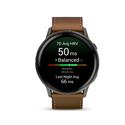 Garmin Venu 4, 45mm, Slate with Black Silicone Band and Brown Leather Band (010-03014-03) by Garmin