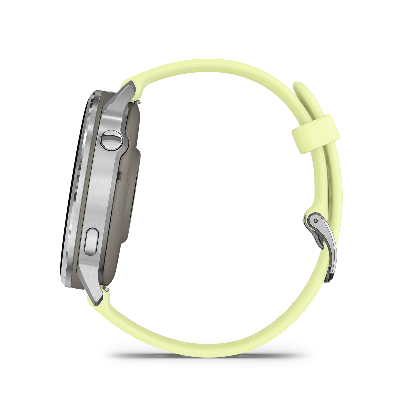 Garmin Venu 4 smartwatch, 45mm silver case with citron silicone band