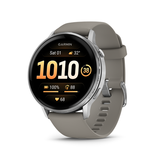 Garmin Venu 4, 45mm, Silver with Silver Gray Silicone Band (010-03014-01) by Garmin