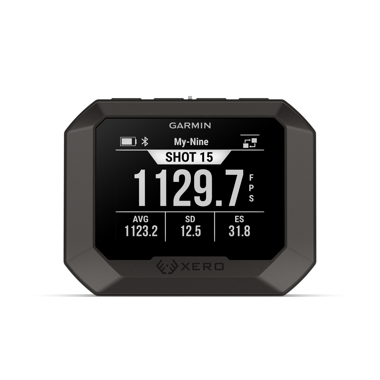 Garmin Xero C2 Chronograph shot timer with black bezel and digital display.