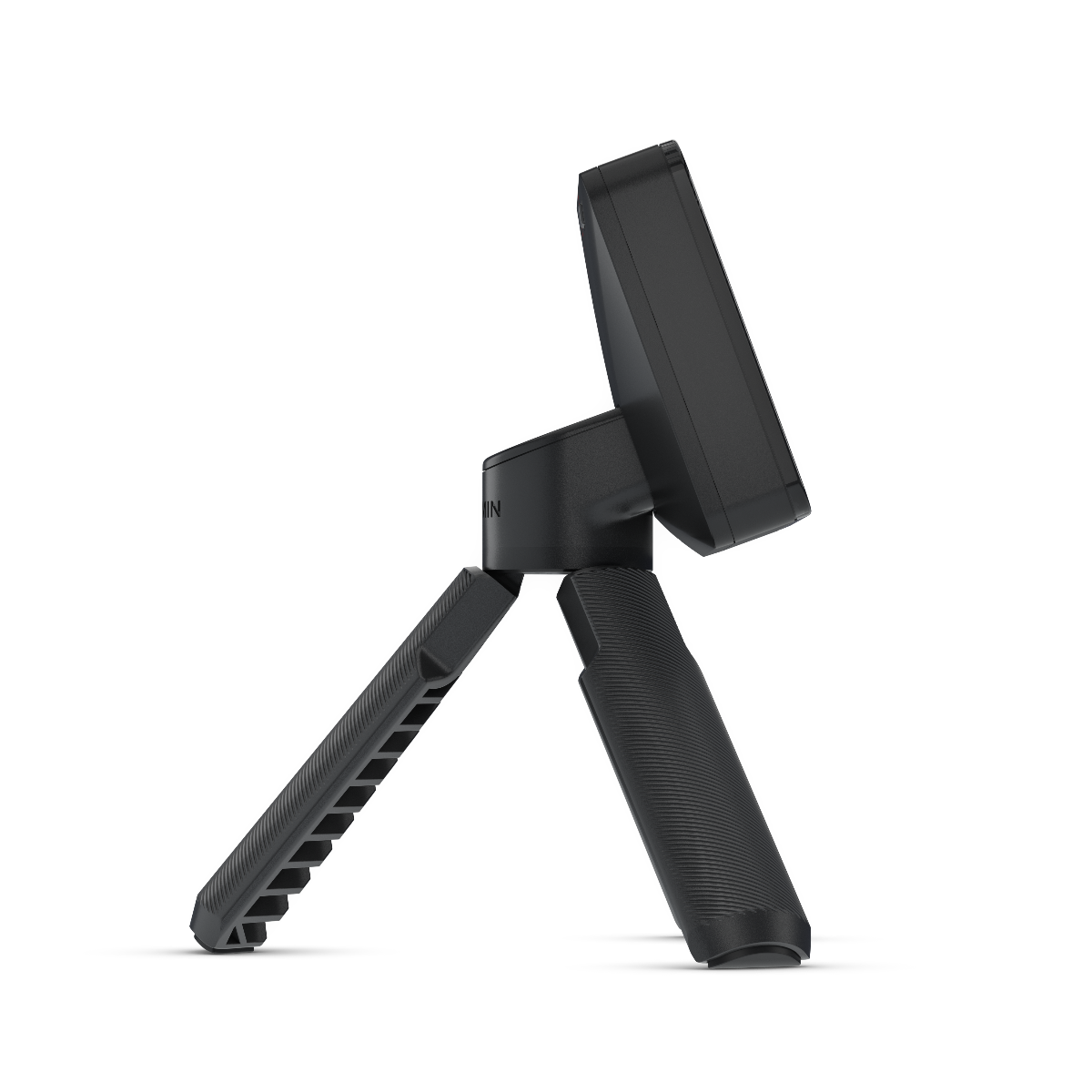 Garmin Approach R10 golf launch monitor on a black tripod stand
