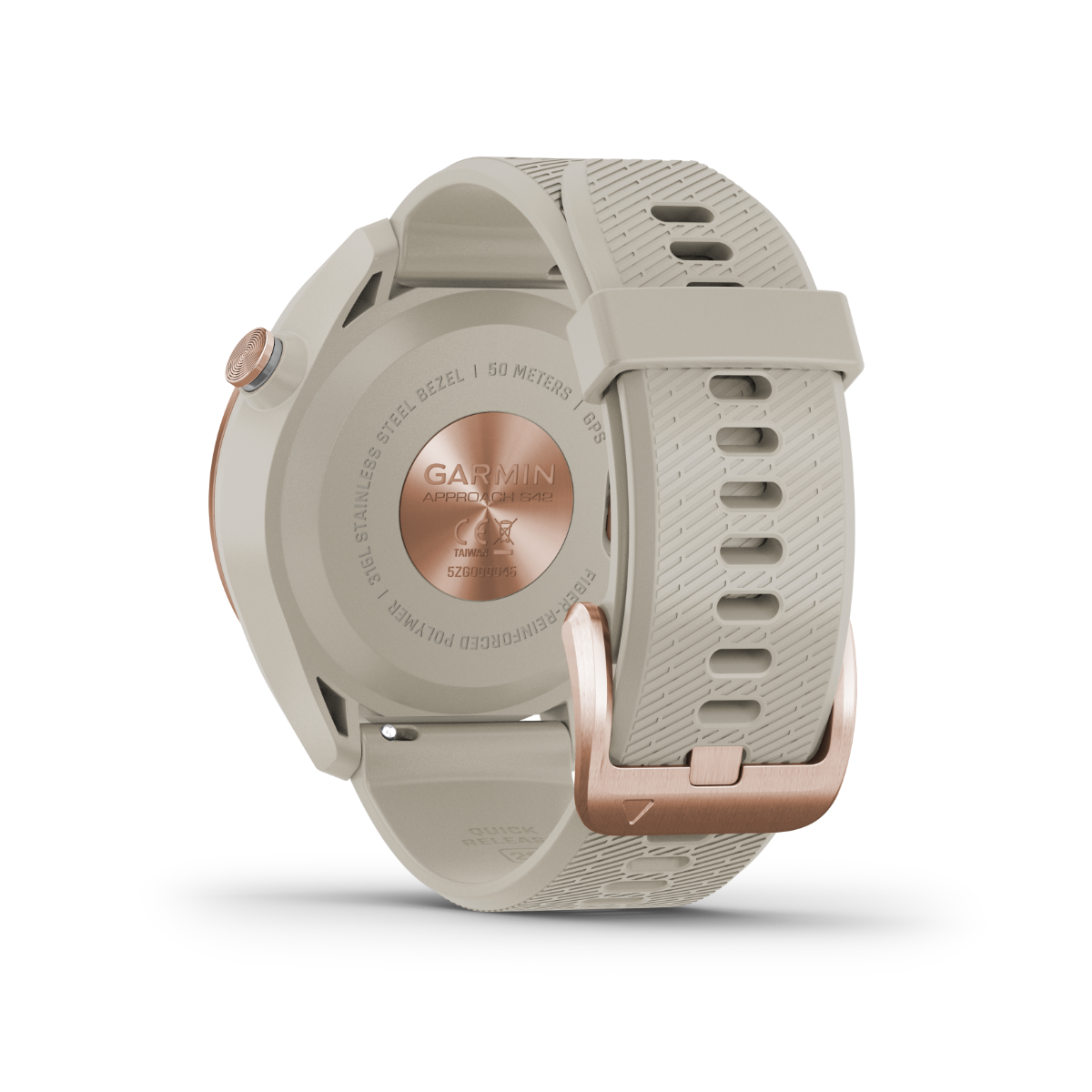Garmin Approach S42 golf GPS smartwatch, rose-gold case and light-sand band