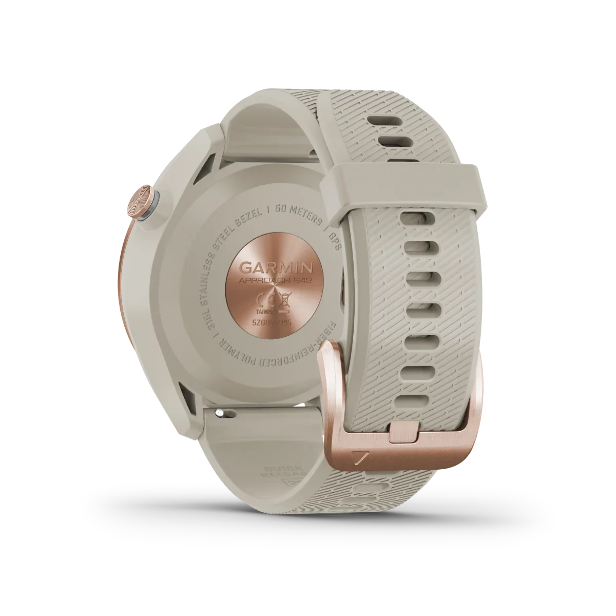 Garmin Approach S42 golf GPS smartwatch, rose-gold case and light-sand band