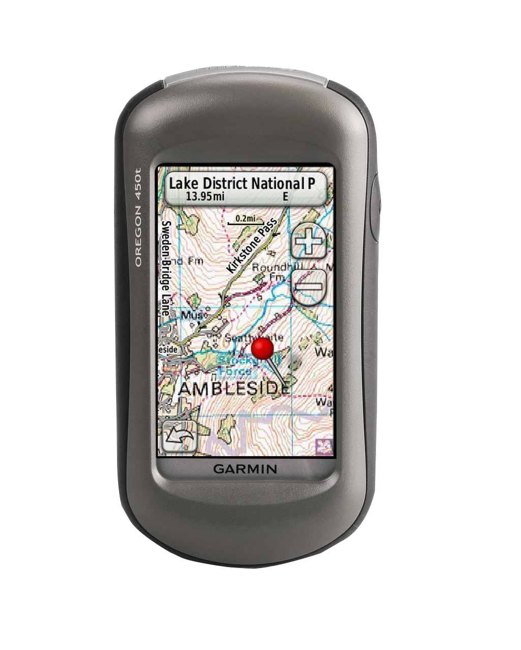 Garmin Oregon 450t handheld GPS with touchscreen and TOPO maps, gray
