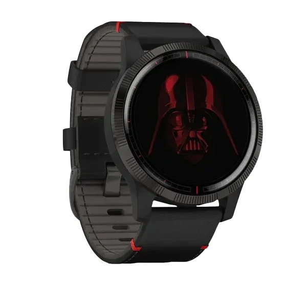 Garmin Legacy Saga Darth Vader GPS Smartwatch, black bezel and silicone strap, certified refurbished