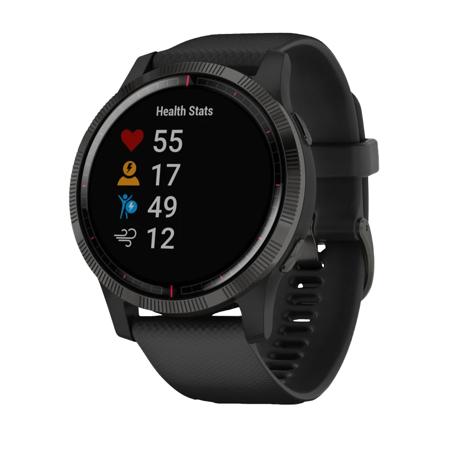 Garmin Legacy Saga GPS Smartwatch, certified refurbished, black strap, round face