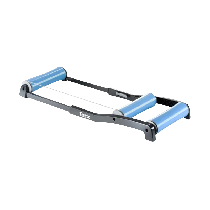 Garmin Tacx Antares Basic bicycle trainer with blue rollers and gray frame