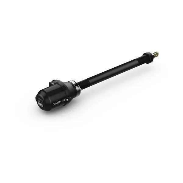 Garmin steering actuator for marine use, black rod with motor housing and Garmin logo