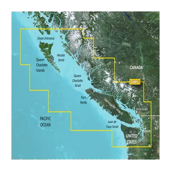 Garmin Canada, Puget Sound to Dixon Entrance Charts BlueChart g3 Vision | VCA501L | microSD/SD (010-C0701-00) by Garmin