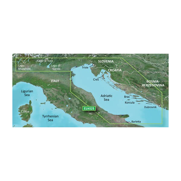 Garmin Adriatic Sea North Coast BlueChart g3 Vision map card, blue chart on microSD/SD (VEU452S)