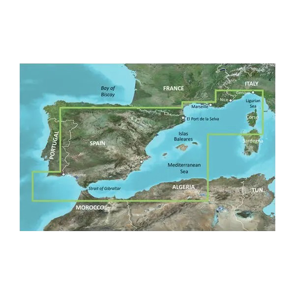 Garmin map card: Spain and Mediterranean Coast BlueChart g3 Vision VEU010R microSD/SD