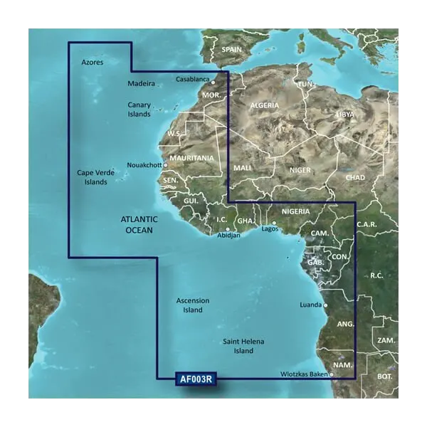 Garmin Africa Western Coastal BlueChart g3 Vision map card on microSD/SD, VAF003R (010-C0749-00)