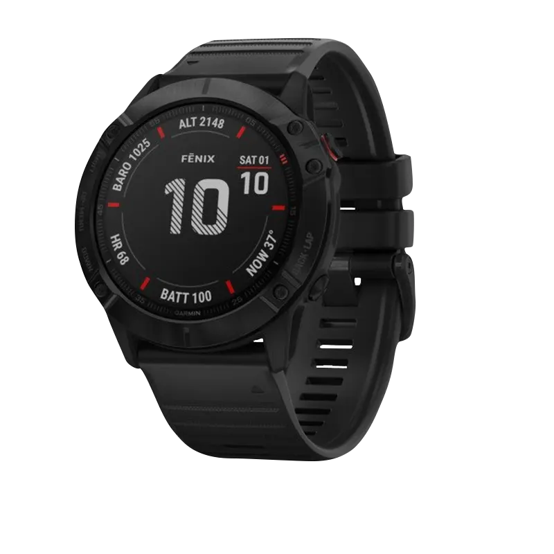 Garmin Fenix 6X Pro smartwatch, black case and black band, certified refurbished