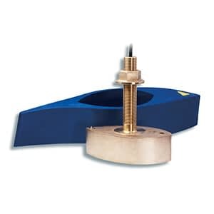 Garmin AIRMAR B265LH transducer with brass housing and threaded stem for marine fish finder installation