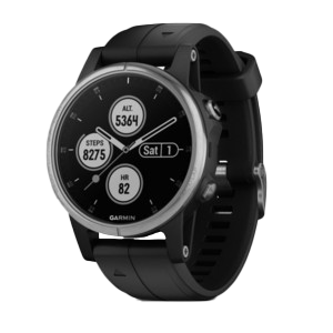 Garmin Fenix 5S Plus, Silver with Black Band (010-01987-20) by Garmin