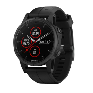 Garmin Fenix 5S Plus Sapphire smartwatch with black band
