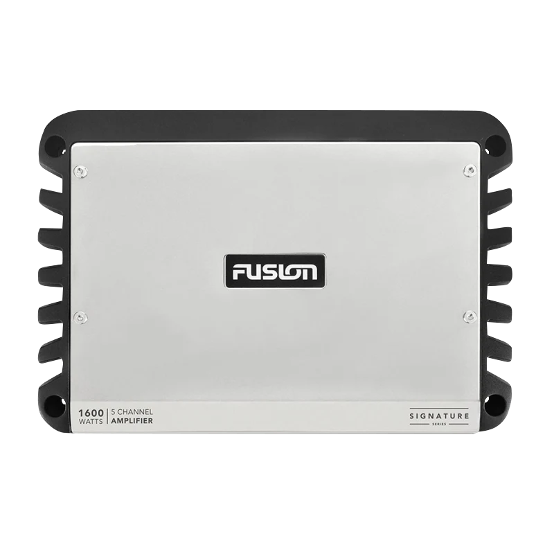 Garmin Fusion Signature 5-channel 1600W marine amplifier, silver with black heatsink, model 010-01968-00