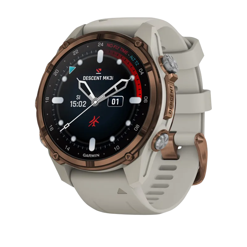 Garmin Descent Mk3i 43 mm Bronze PVD titanium bezel with French Gray silicone band dive computer