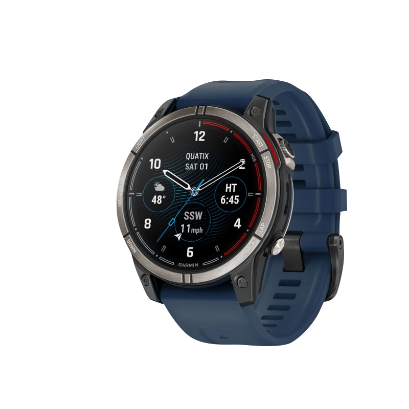 Garmin Quatix 7 Pro marine GPS smartwatch with AMOLED display and blue silicone strap