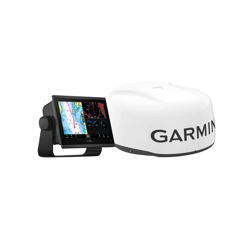 Garmin GPSMAP 923xsv marine chartplotter with GMR 18 HD3 radar and white radar dome