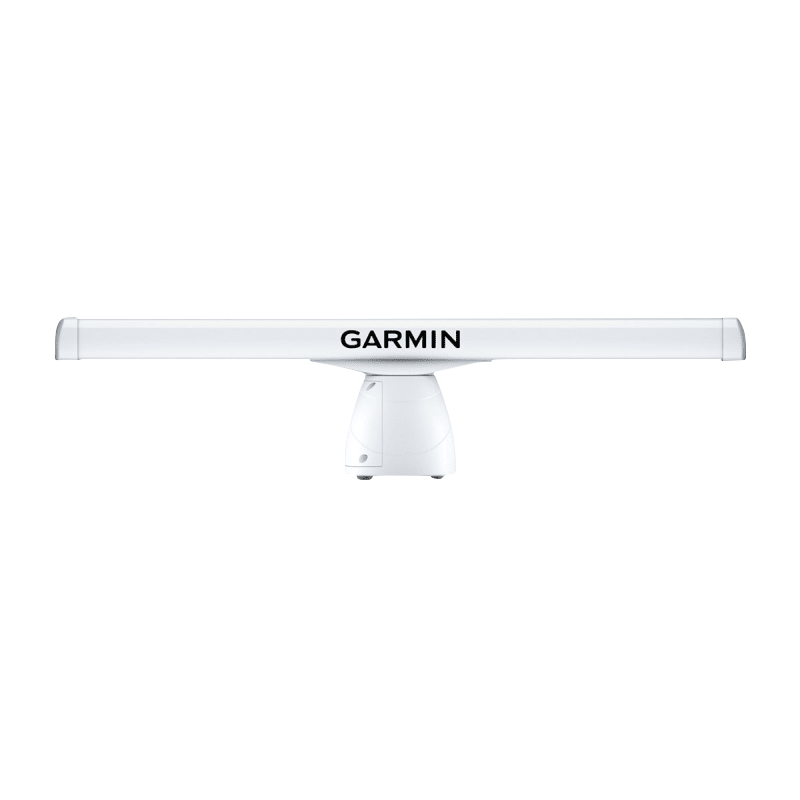 Garmin GMR 434/436 xHD3 open array marine radar on white pedestal