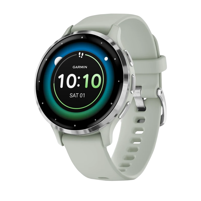 Garmin Venu 3S, 41 mm Silver Stainless Steel Bezel with Sage Gray Case and Silicone Band (010-02785-01) by Garmin