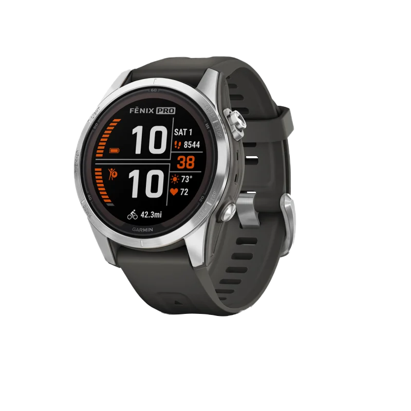 Garmin Fenix 7S Pro Solar Edition Silver with Graphite Band (010-02776-00) by Garmin