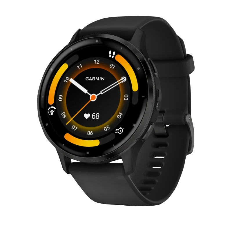 Garmin Venu 3 smart watch, 45 mm slate bezel with black silicone band