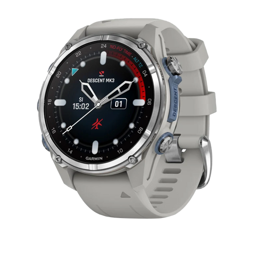 Garmin Descent Mk3, 43 mm Stainless Steel with Fog Gray Silicone Band (010-02753-03) by Garmin