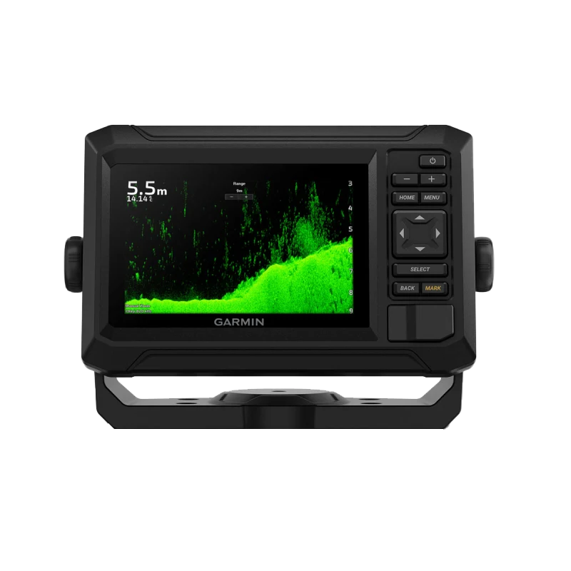 Garmin ECHOMAP UHD2 5-inch cv chartplotter, black rugged housing, 5-inch display, without transducer.