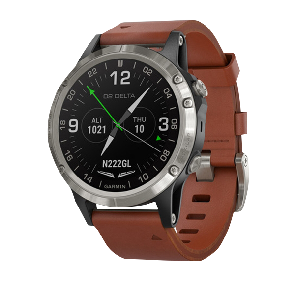 Garmin D2 Delta Aviator, Brown Leather Band, GPS Smartwatch for Pilots (010-01988-30) by Garmin