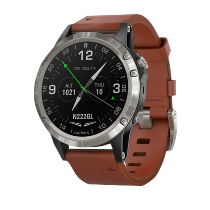 Garmin D2 Delta Aviator, Brown Leather Band, GPS Smartwatch for Pilots (010-01988-30) by Garmin