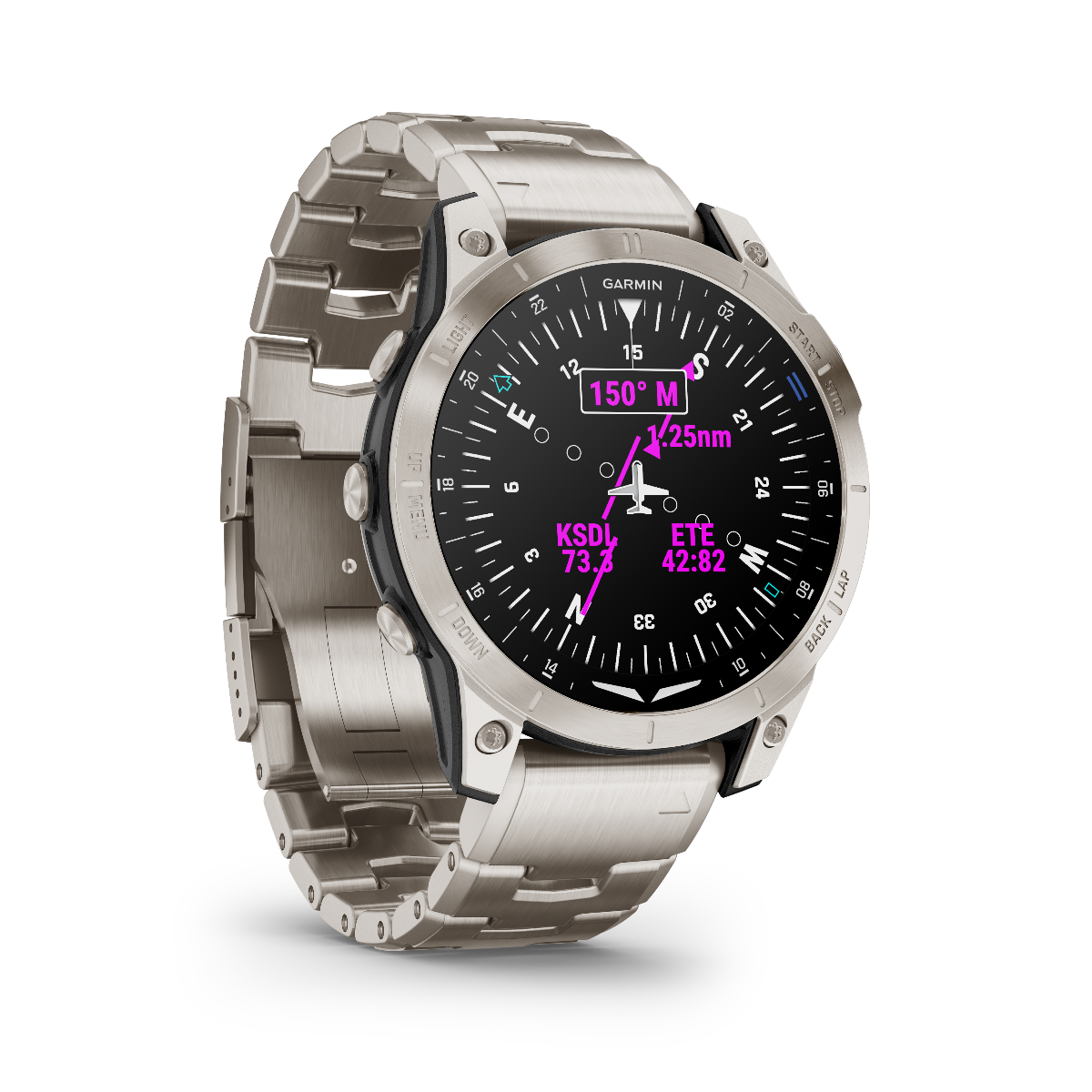 Garmin D2 Mach 1, Titanium Band, GPS Aviation Smartwatch for Pilots (010-02582-50) by Garmin