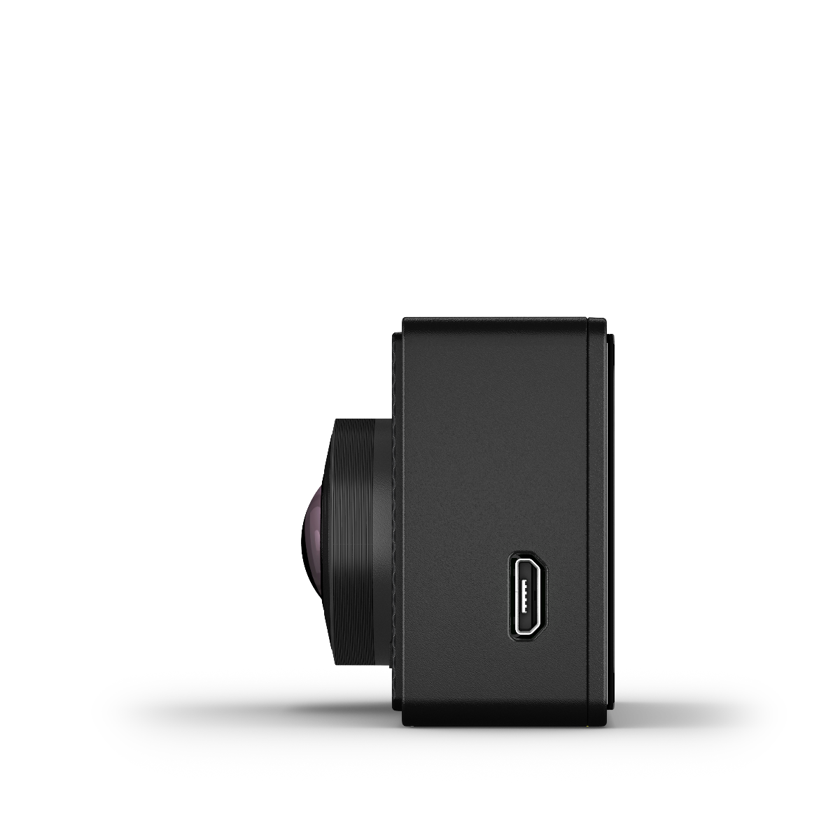 Garmin Dash Cam 67W in black with USB-C port, side view
