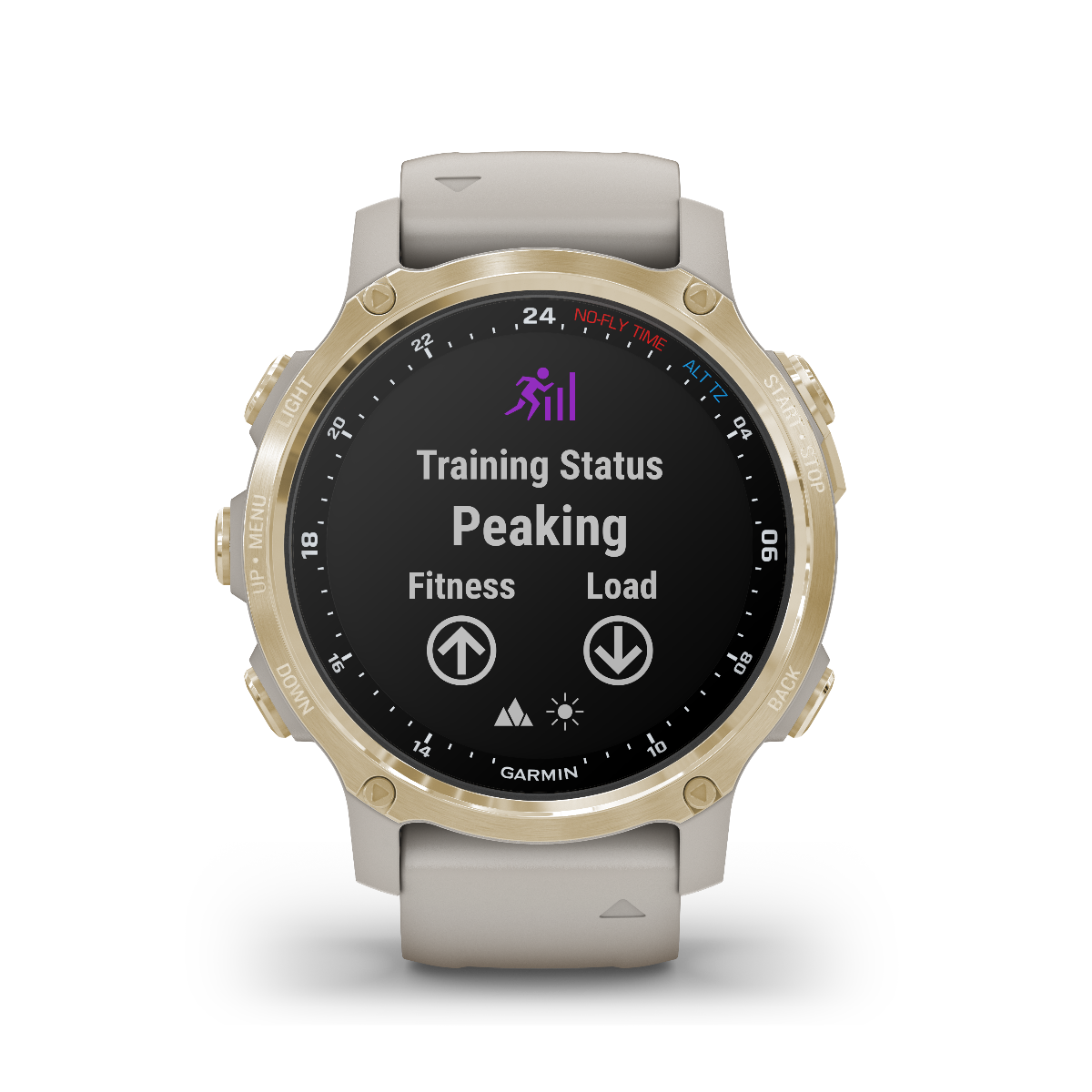 Garmin Descent Mk2S dive smartwatch with light gold bezel and light sand silicone band