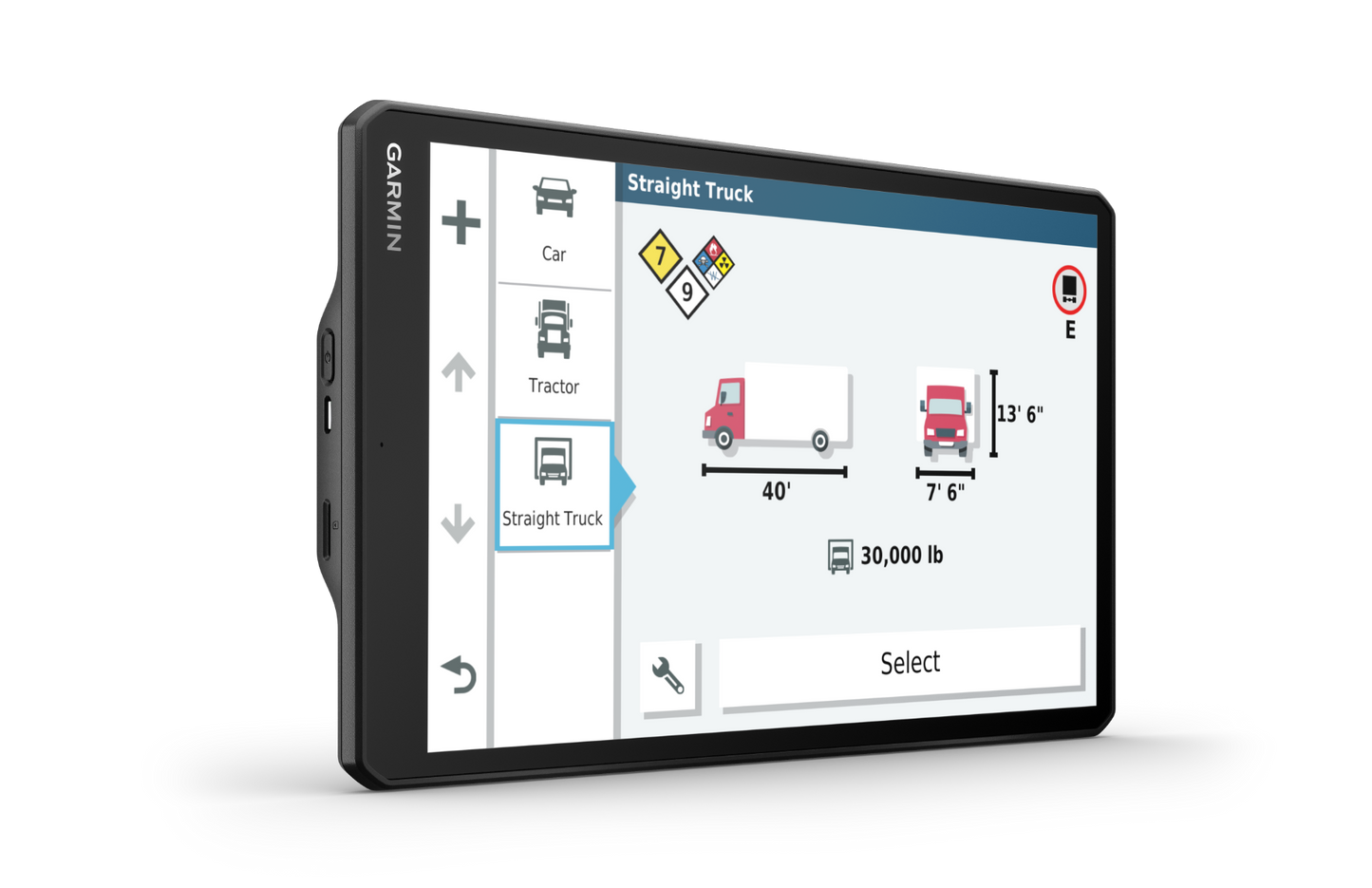 Garmin Dezl OTR1000 trucking GPS navigator with 10-inch display, black body