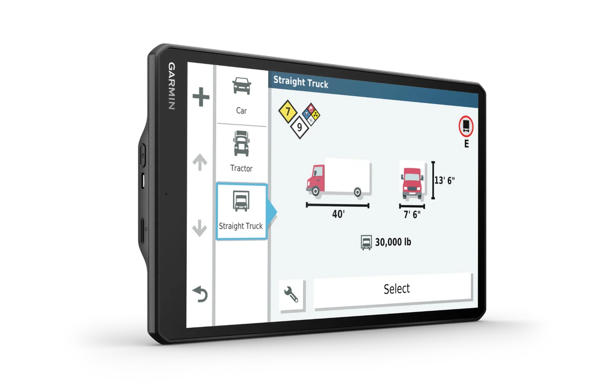 Garmin Dezl OTR1000 trucking GPS navigator with 10-inch display, black body