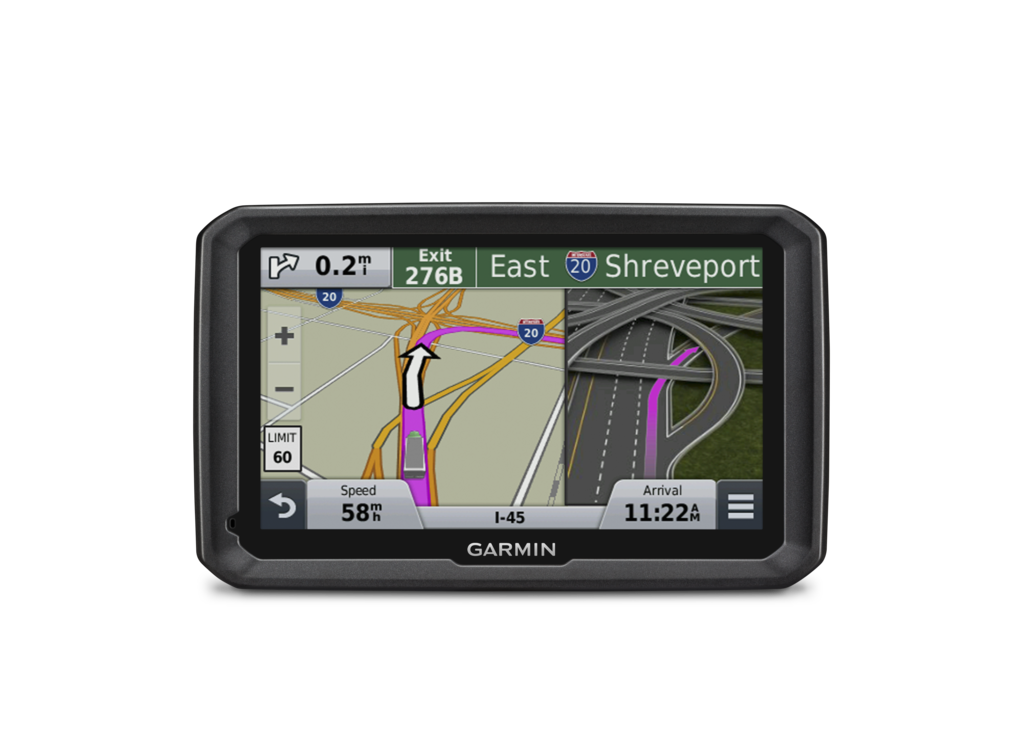 Garmin Dezl 570LMT trucking GPS navigator with 5-inch display, refurbished by Garmin, rugged black case