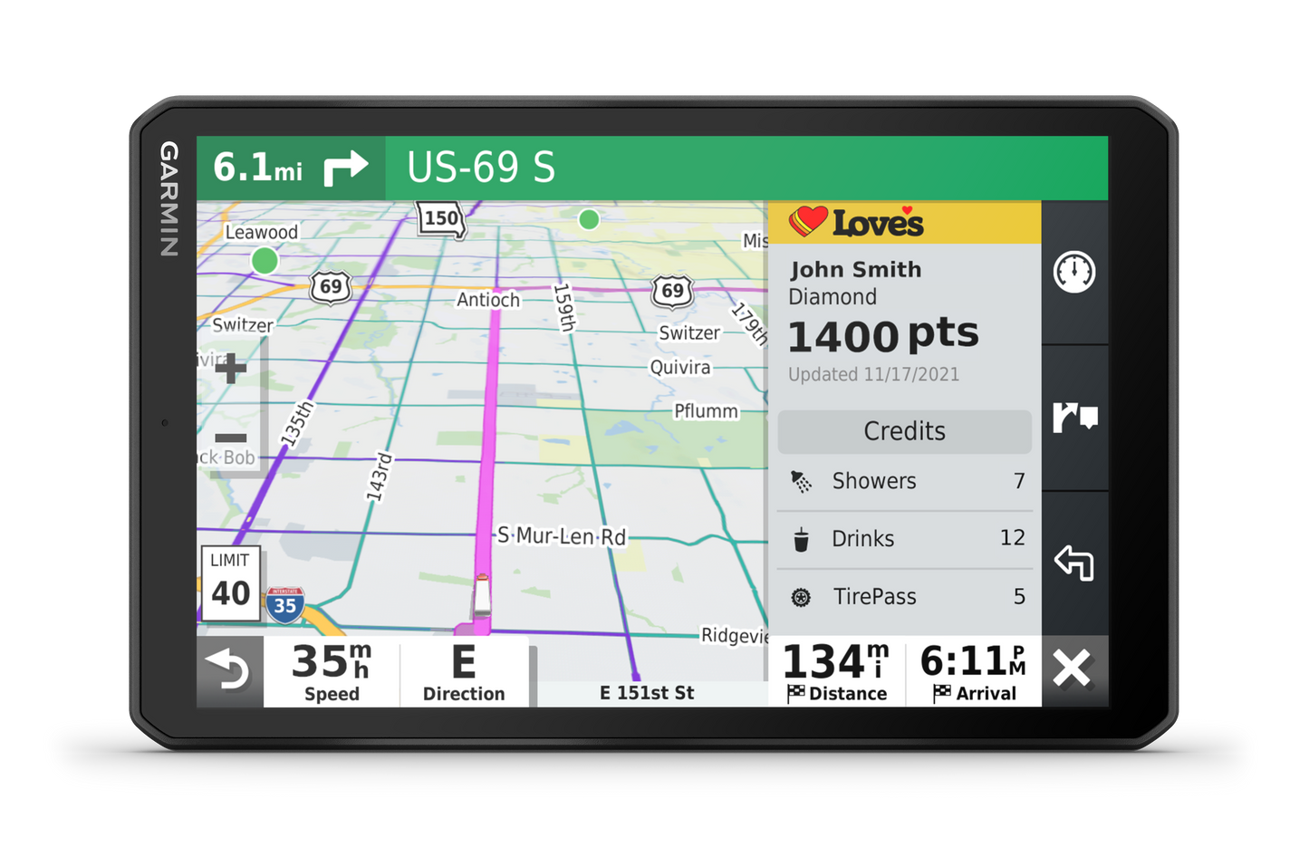 Garmin Dezl OTR810 trucking GPS navigator with 8-inch display in black