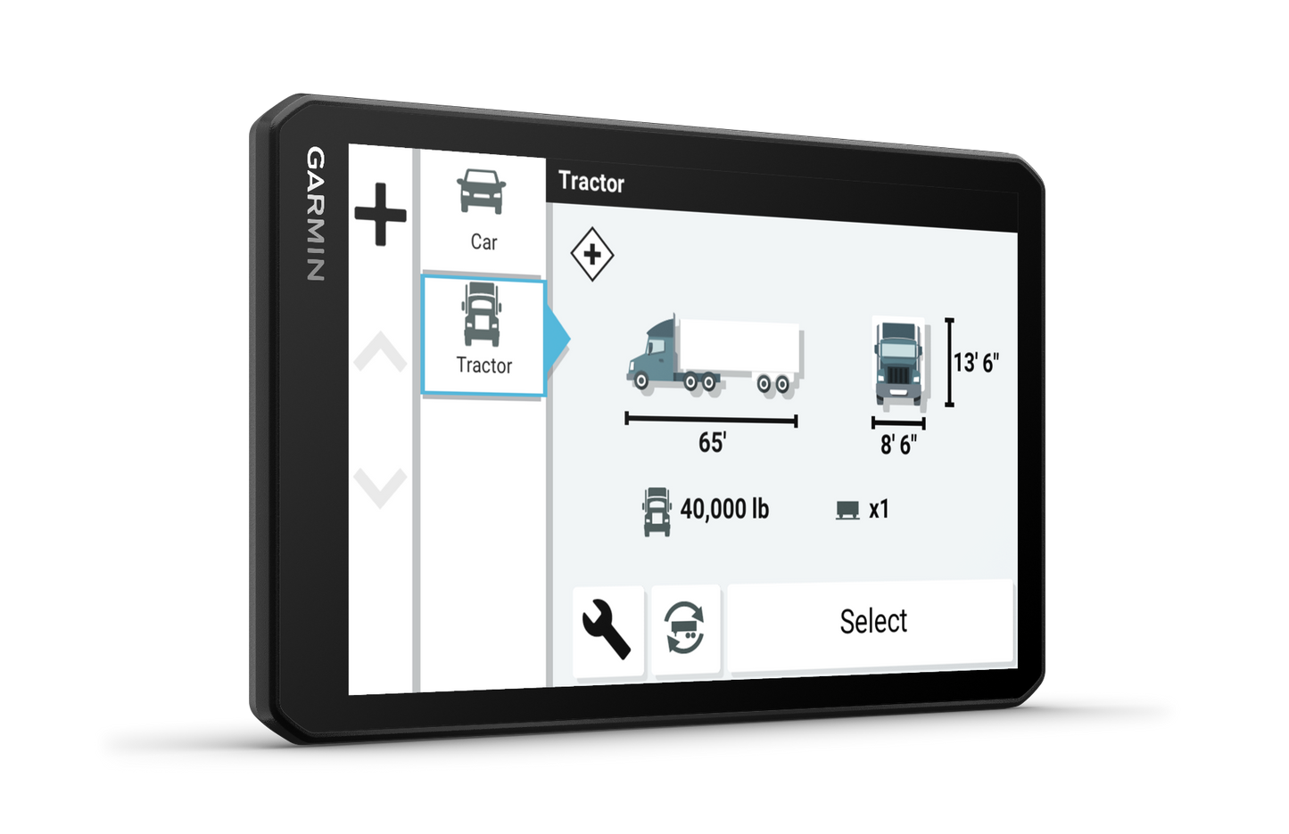 Garmin Dezl OTR710 trucking GPS navigator with 7-inch display and black case