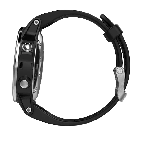 Garmin Fenix 5S GPS smartwatch, silver case with black band, Garmin Certified Refurbished