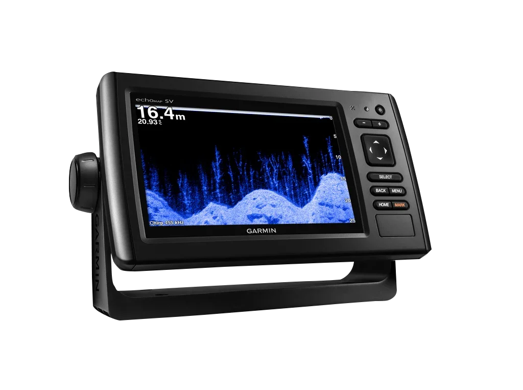Garmin ECHOMAP CHIRP 72sv marine chartplotter, black with blue sonar display